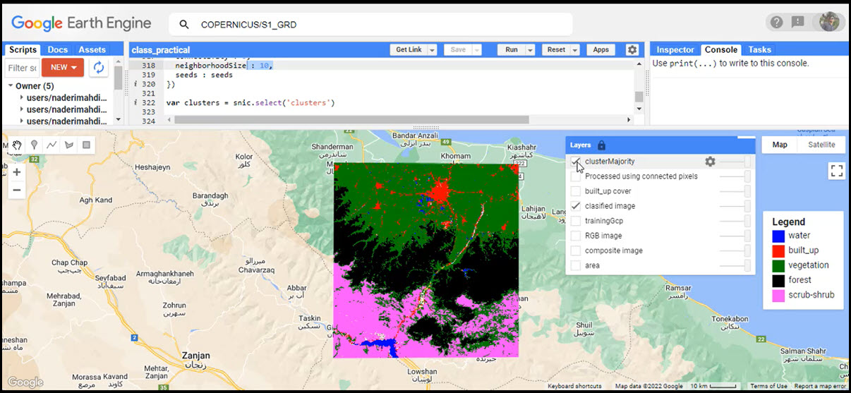 آموزش طبقه بندی تصاویر ماهواره ای با الگوریتم جنگل تصادفی در گوگل ارث انجین